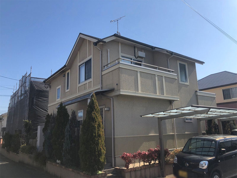 小郡市の戸建住宅、外壁塗装、屋根施工